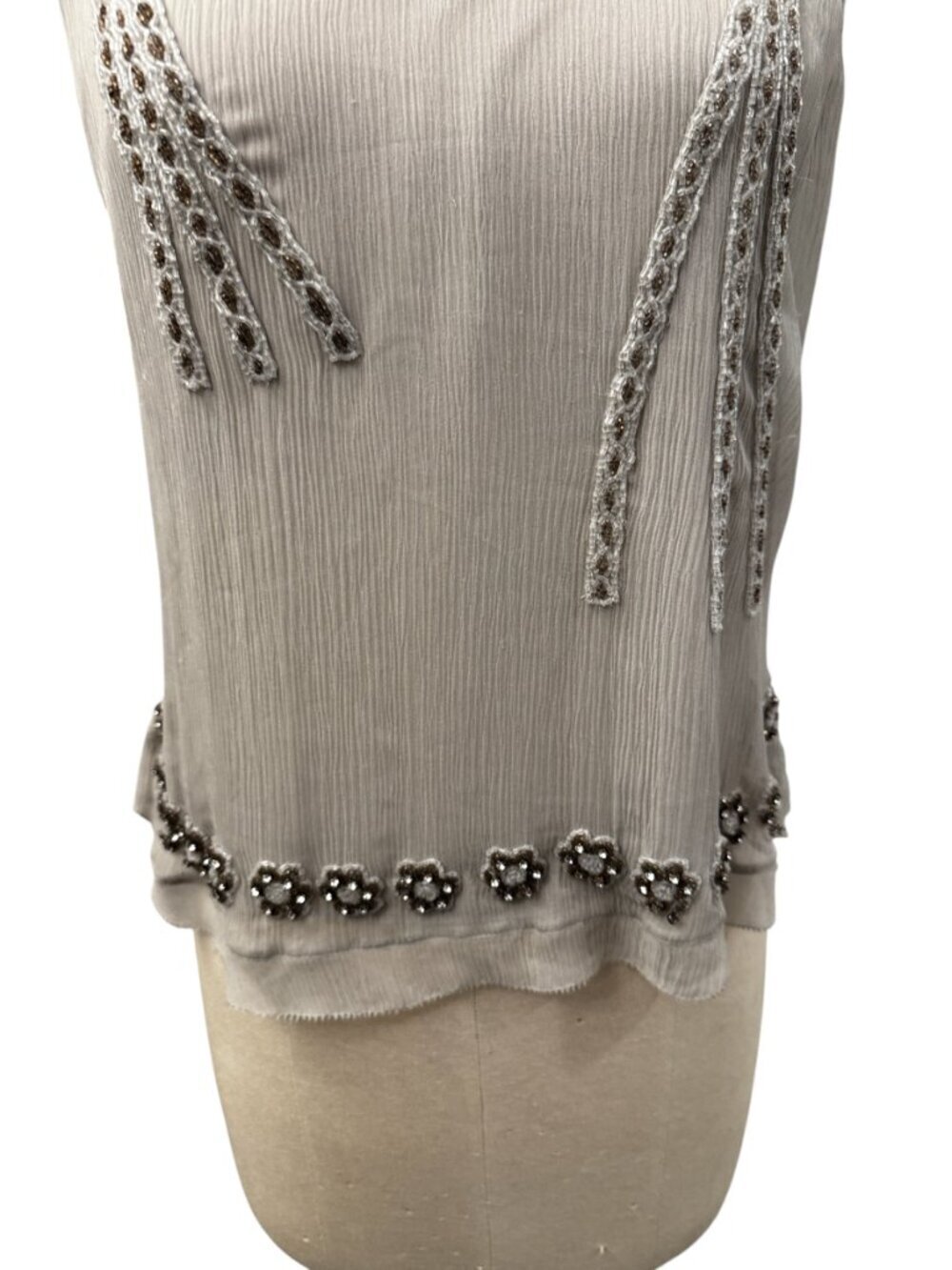 Vintage Calvin Klein 100% Silk Beaded Embellished Tank Top Size 10 - Picture 4 of 6